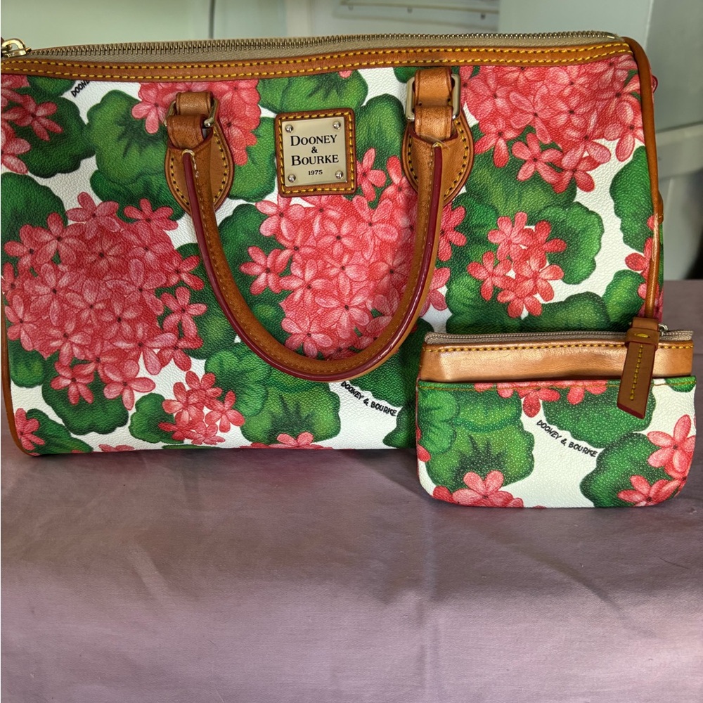 Dooney & Bourke Pink and Green Floral Satchel Set